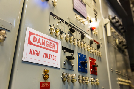 Military ship high voltage control panel.の写真素材