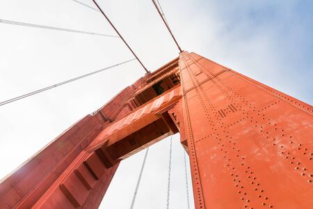Golden Gate Bridge arch closeup bottom viewの写真素材