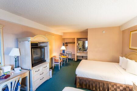 Road motel room interior.の写真素材