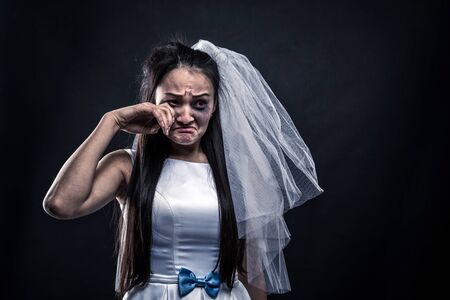 Bride with tearful face, unhappy marriageの写真素材