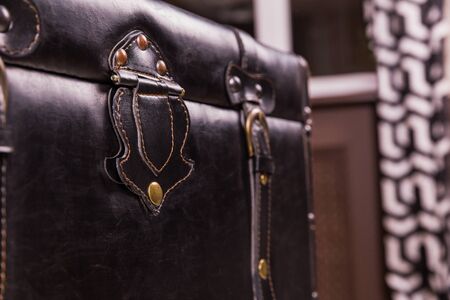 Black vintage suitcase leather texture