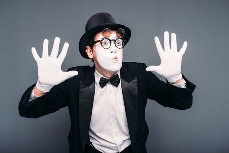 Male pantomime actor fun performingの写真素材