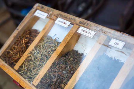 Collection of fresh Ceylon teas, closeup viewの写真素材