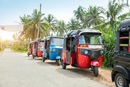 Tuktuk taxi on road of Sri Lanka Ceylon travel carの写真素材