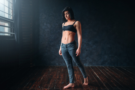 Contemp style dancer poses in dance classの写真素材