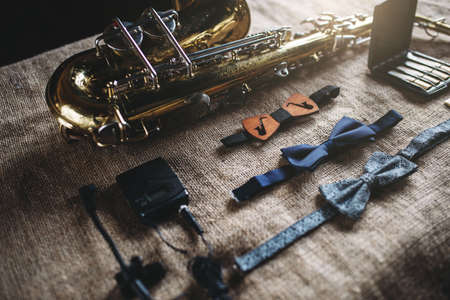 Saxophone, brass band instrument equipmentの写真素材
