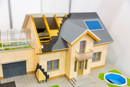 Model of house, thermal insulation of roof conceptの写真素材