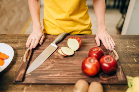 Female person cooking, healthy bio food preparing