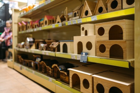 Inside pet store, shelves with accessoriesの写真素材