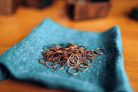 Metal rings, equipment for needlework, closeupの写真素材