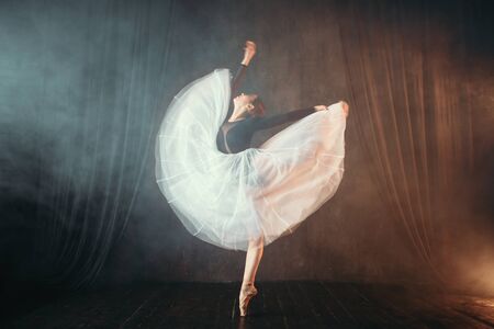 Ballet dancer in motion on the stage in theatreの写真素材