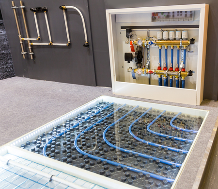 Floor heating distributor, exhibition sampleの写真素材