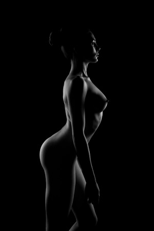 Naked sexy figure of female person, nu artの写真素材