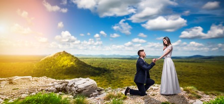 Groom makes the bride a marriage proposal