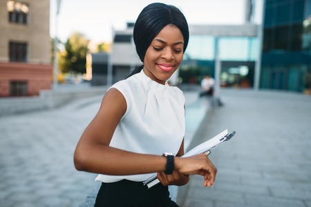 Business woman resting during lunch breakの写真素材