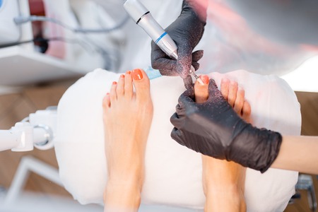 Beautician salon, pedicure, polish procedureの写真素材