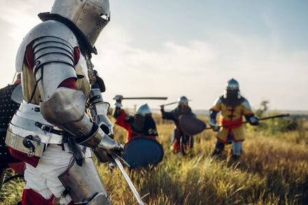 Medieval knights fight, great battleの写真素材