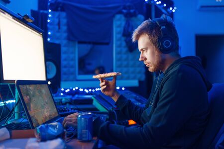 Gamer drinking an energy drink, gaming lifestyle