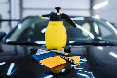 Tools for car tinting closeup, vehicle tuningの写真素材