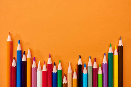 Set of colorful pencils closeup, office stationery