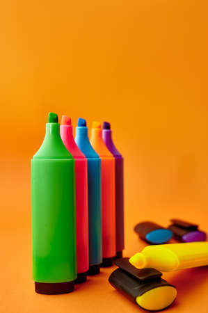 Standing colorful permanent markers closeupの写真素材