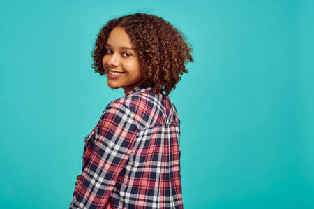 Pretty smiling woman portrait, positive emotionの写真素材