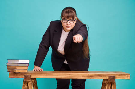 Overweight woman, teacher parody, body positiveの写真素材