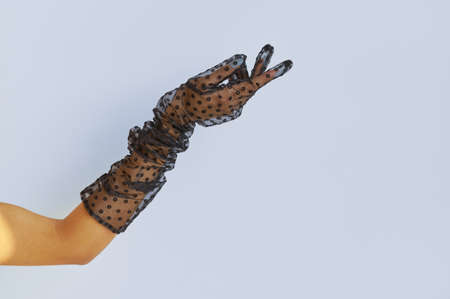 Sexy womans hand, transparent lingerieの写真素材