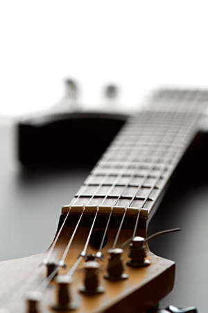 Electric guitar, closeup view on headの写真素材