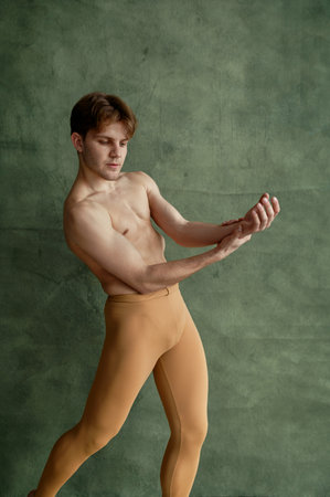 Male ballet dancer, training in dancing classの写真素材