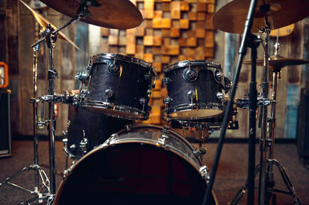 Drum kit closeup, percussion musical instrumentの写真素材