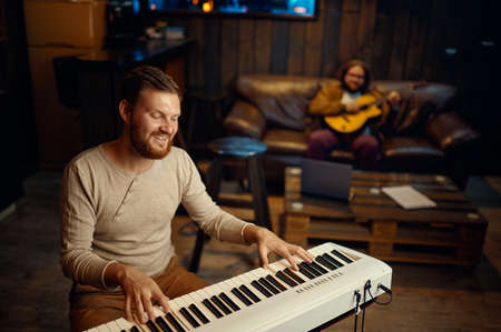 Happy friends musician enjoy creative hobby entertainmentの写真素材