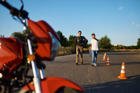 Motorbike, driving lesson, motorcycle school