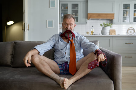 Portrait of senior suffering from dementia diseaseの写真素材