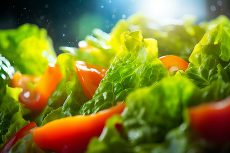 Fresh lettuce appetizer on table. Green healthy harvest. Refreshment vegetable. Generative AIの素材