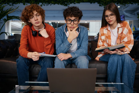 Teenagers team having a work video callの写真素材