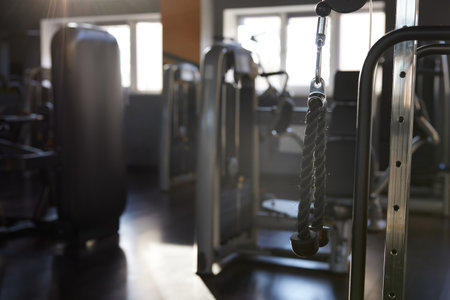 Modern special fitness equipment for bodybuilding at sport clubの写真素材