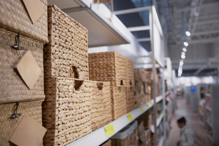 Stylish storage baskets perfect for organizing and enhancing spaceの写真素材