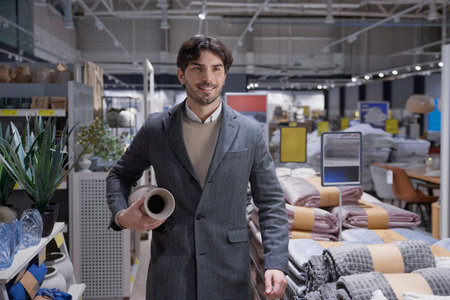 A man intently choosing a decorative vase in a stylish home decor store