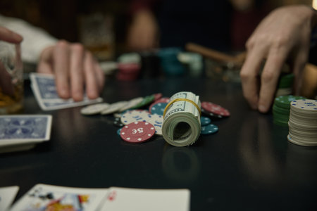 Lively poker and card game between male companyの写真素材