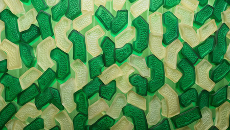 Abstract background of green plastic tiles with holes. Green background and texture.の素材