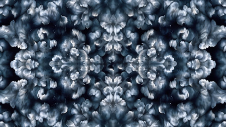 Seamless tie-dye pattern of indigo color on white silk. Hand painting fabrics - nodular batik. Shibori dyeing.の素材