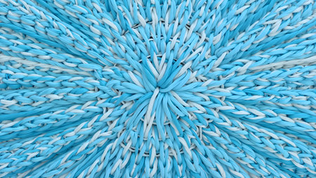 3d rendering of a blue carpet in the shape of a flowerの素材