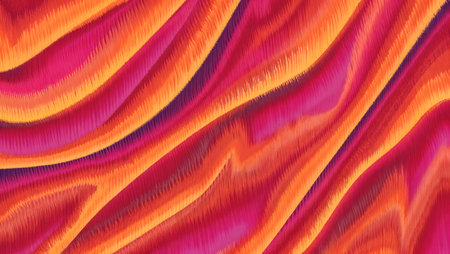 Seamless texture of red and orange wavy fabric with foldsの素材