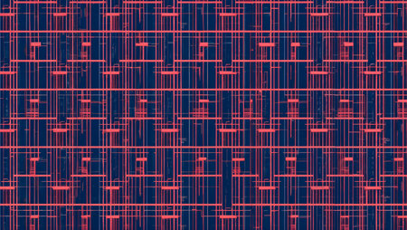 Seamless pattern with red lines on dark blue background. Vector illustration.の素材