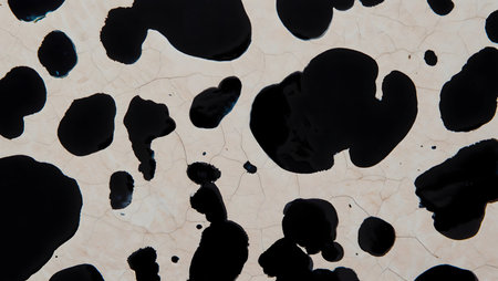 Abstract black and white ink splashes on paper background. Ink blots.の素材