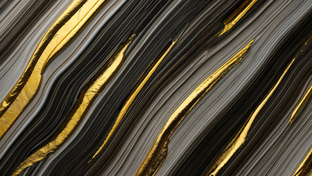 abstract background of black and gold stripes, 3d render illustrationの素材