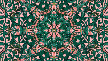 Kaleidoscope of color with beautiful ornamental mandala.の素材