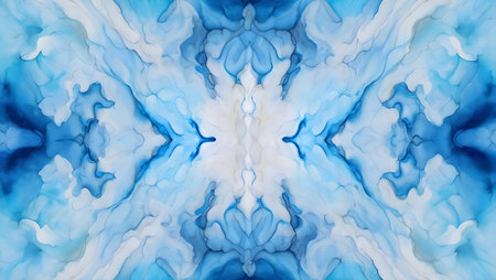 Abstract background of blue and white ink in water, digitally created.の素材