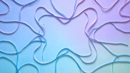 abstract blue and purple paper cut background, 3d render illustrationの素材